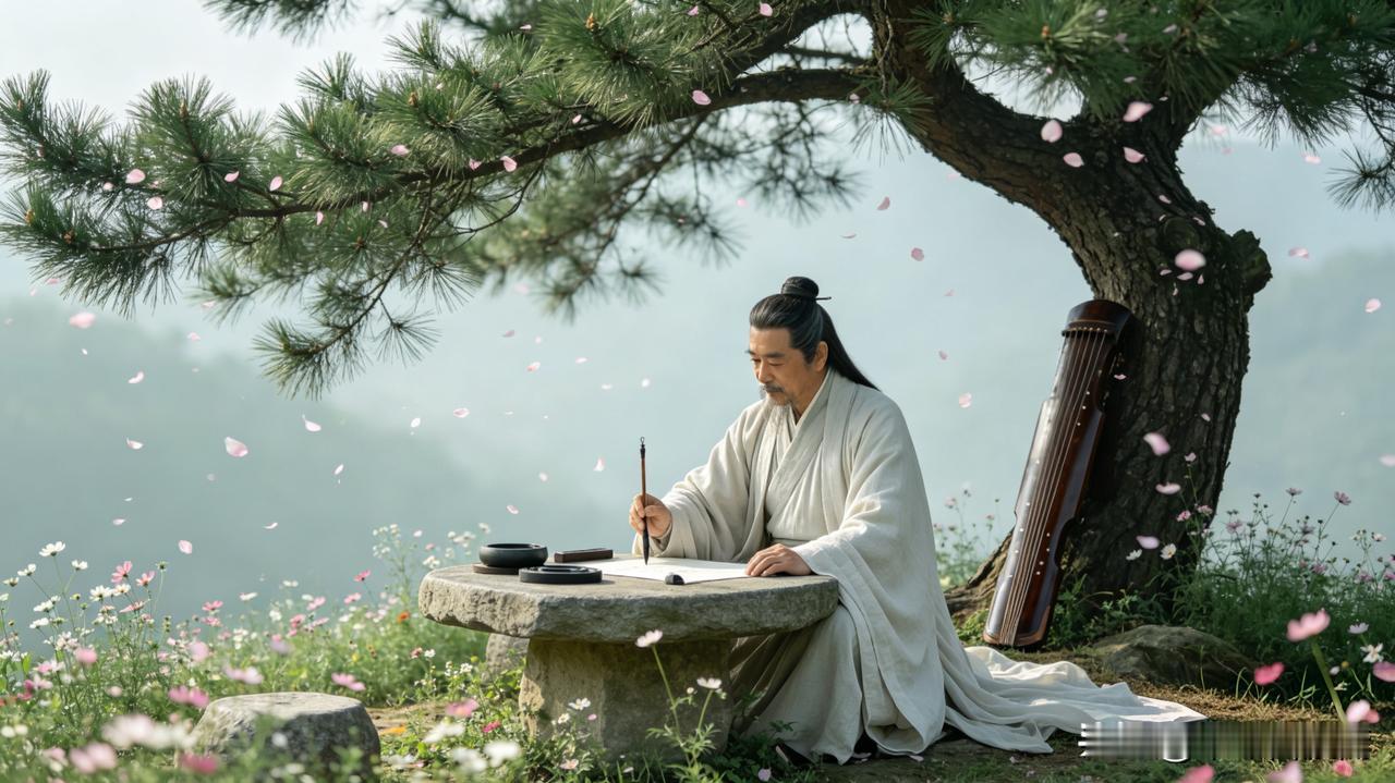 苍松下露研墨，石案间洗禅心！这才是生活该有的样子
 
上联：露润花魂研墨趣
下联