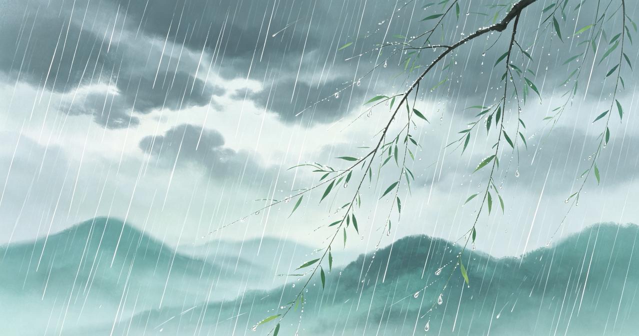 上联：雨下千条线，邀对下联风裁万缕丝。
