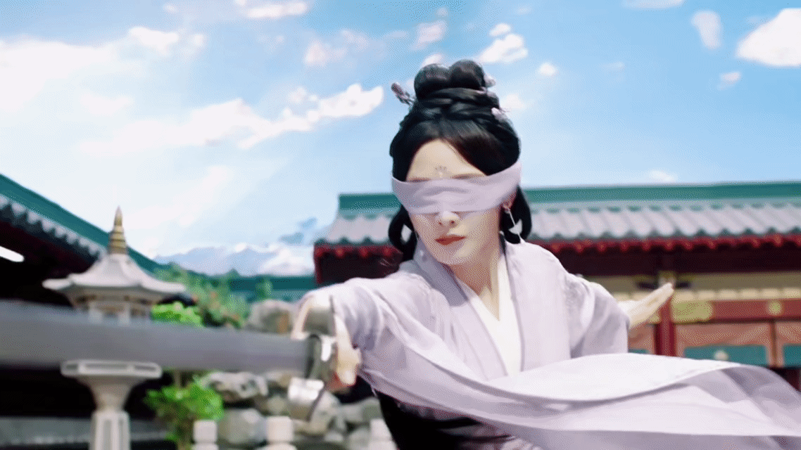 彭小苒凤凰台上蒙眼舞剑身姿 彭小苒凤凰台上蒙眼舞剑，女侠🈶 