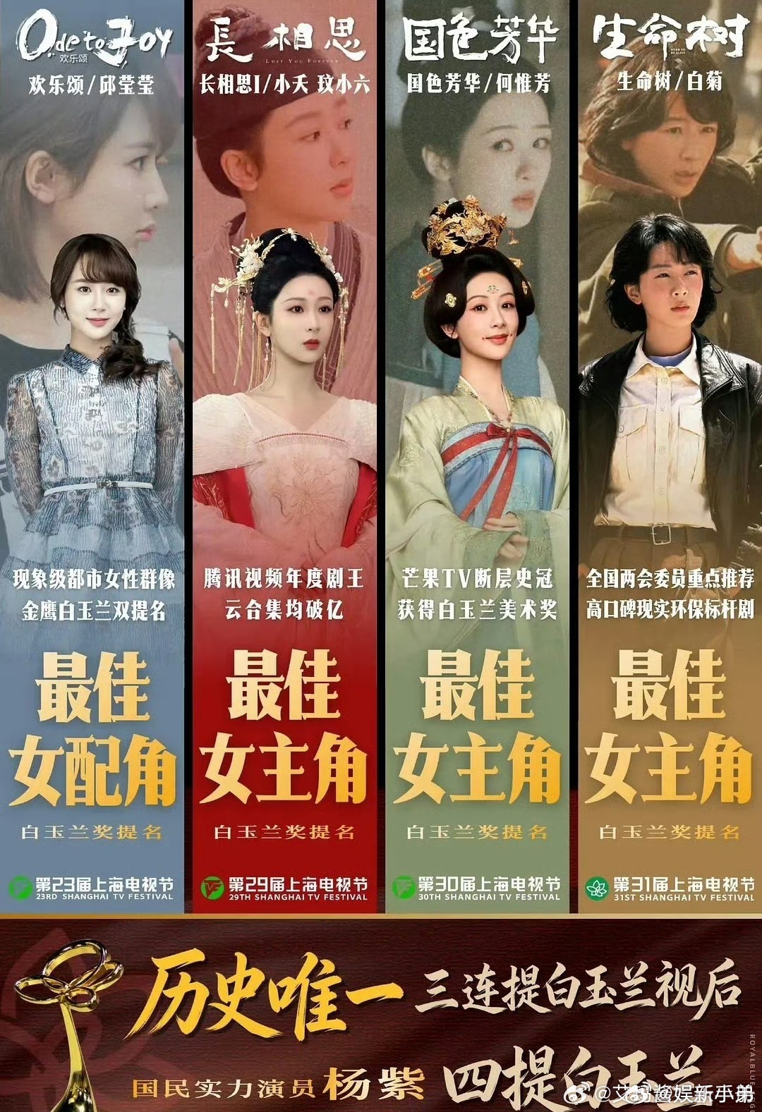 杨紫四提白玉兰，含金量如何？ -白玉兰不舒服提名
