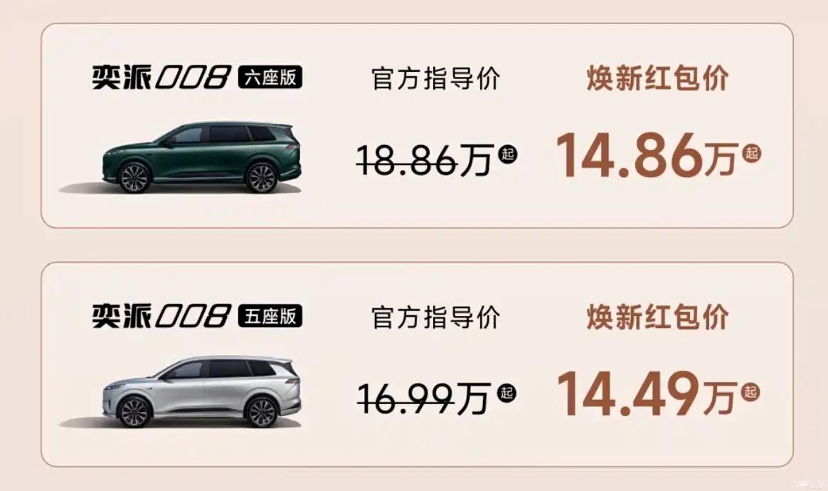 奕派008 中秋国庆价格，市面上最right size的6座车了不要华为6件套价