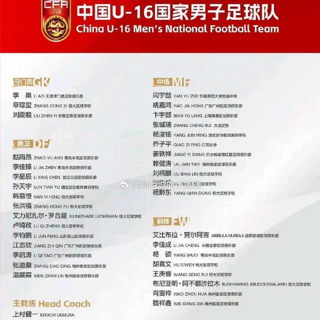 中国足球未来的希望还是在广东！备受期待的U16男足国家队最新名单，35人里面竟然