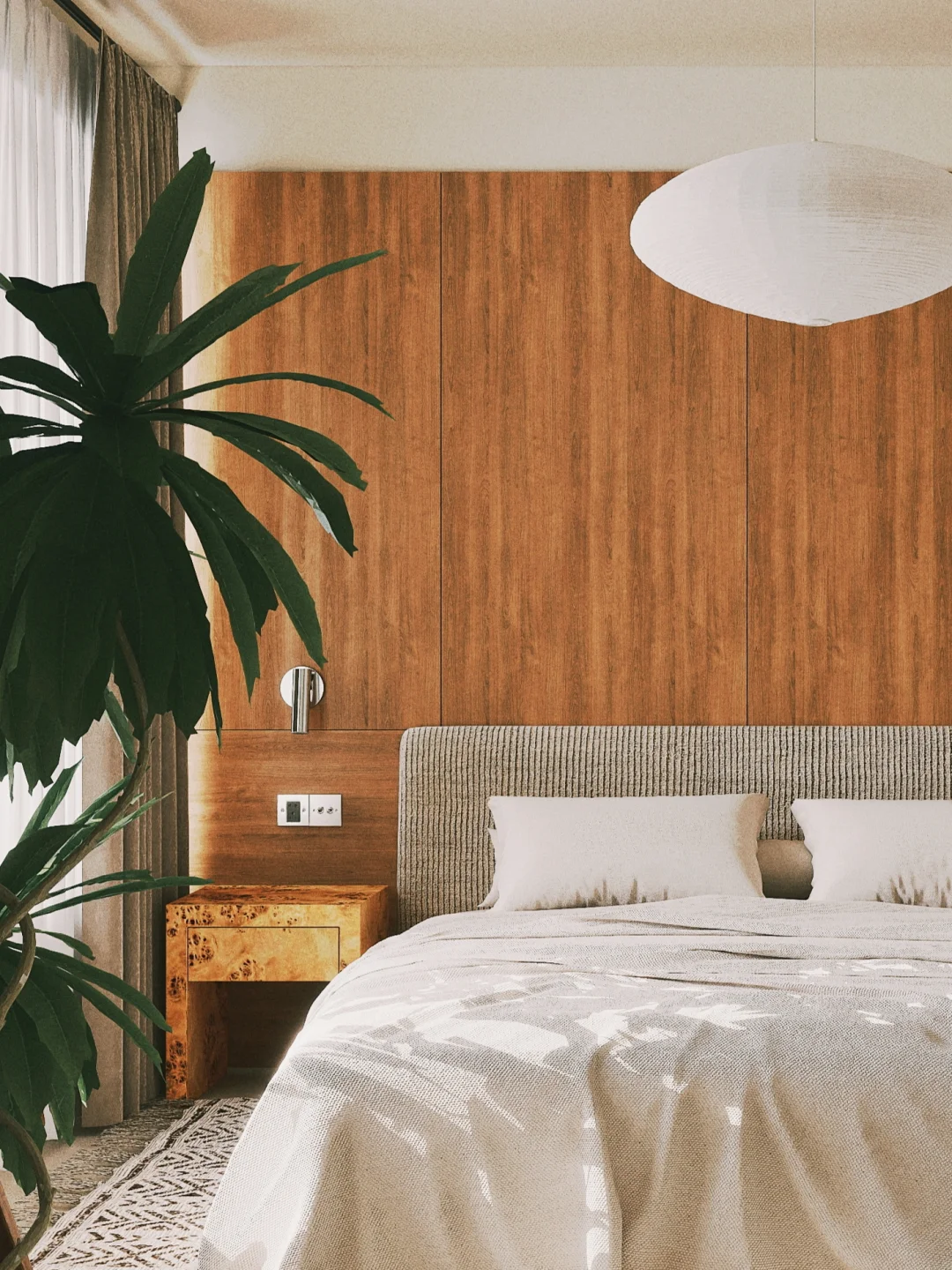 项目卧室的一些镜头，设计克制才能高级