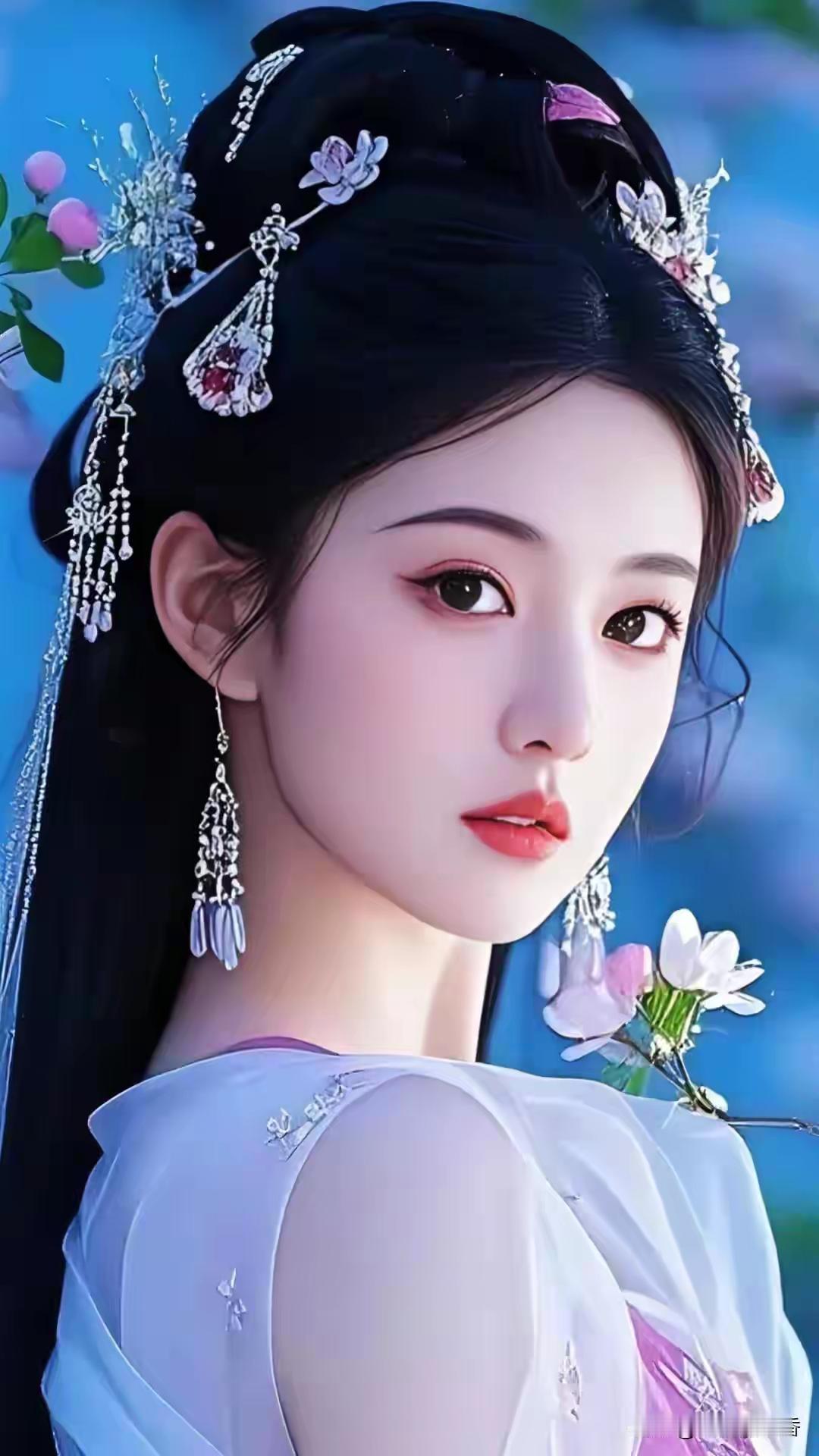这姑娘打扮得真精致，像古代美人。