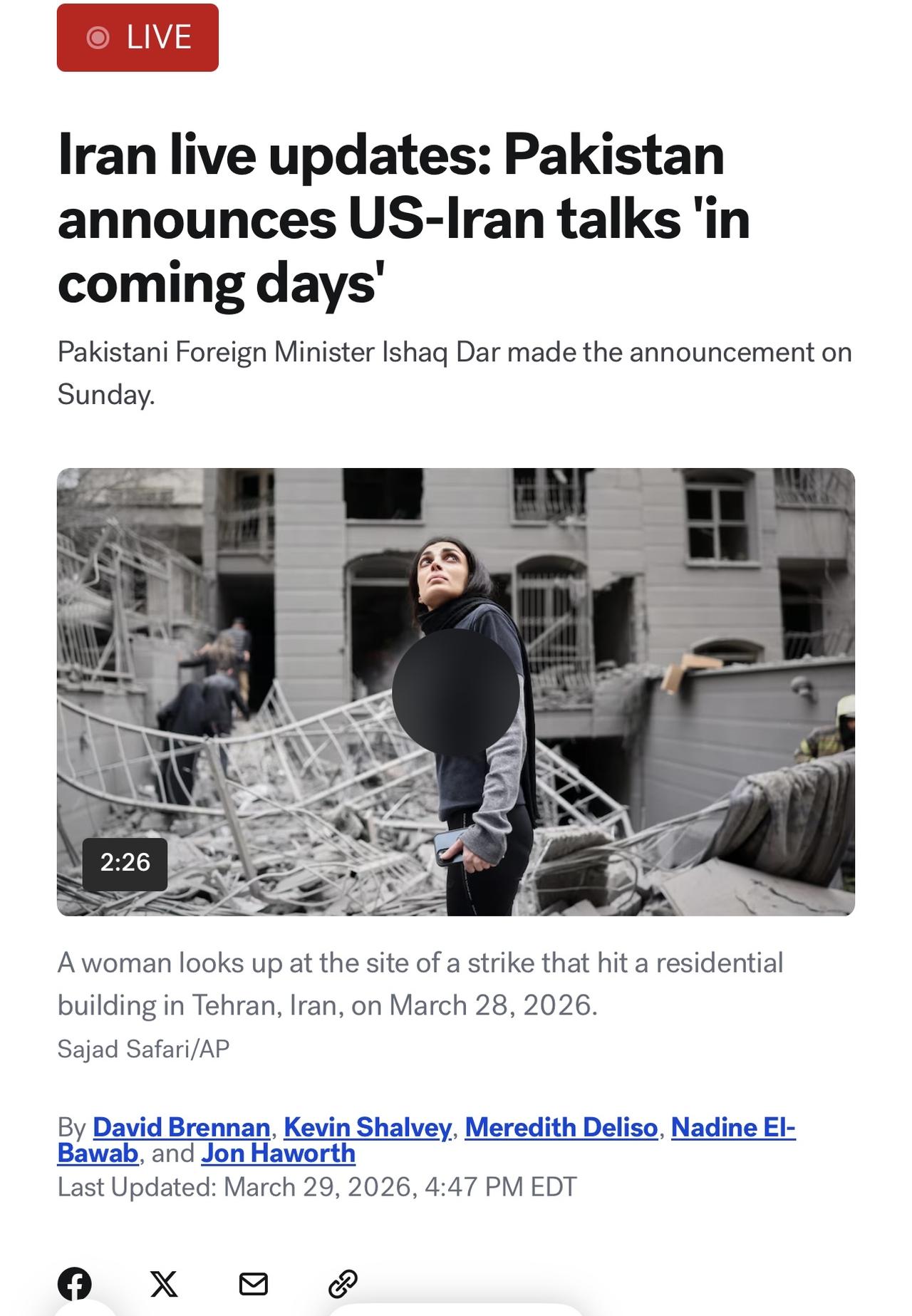 巴基斯坦外交部长伊沙克·达尔周日宣布，该国将“在未来几天内主办和促进双方之间有意