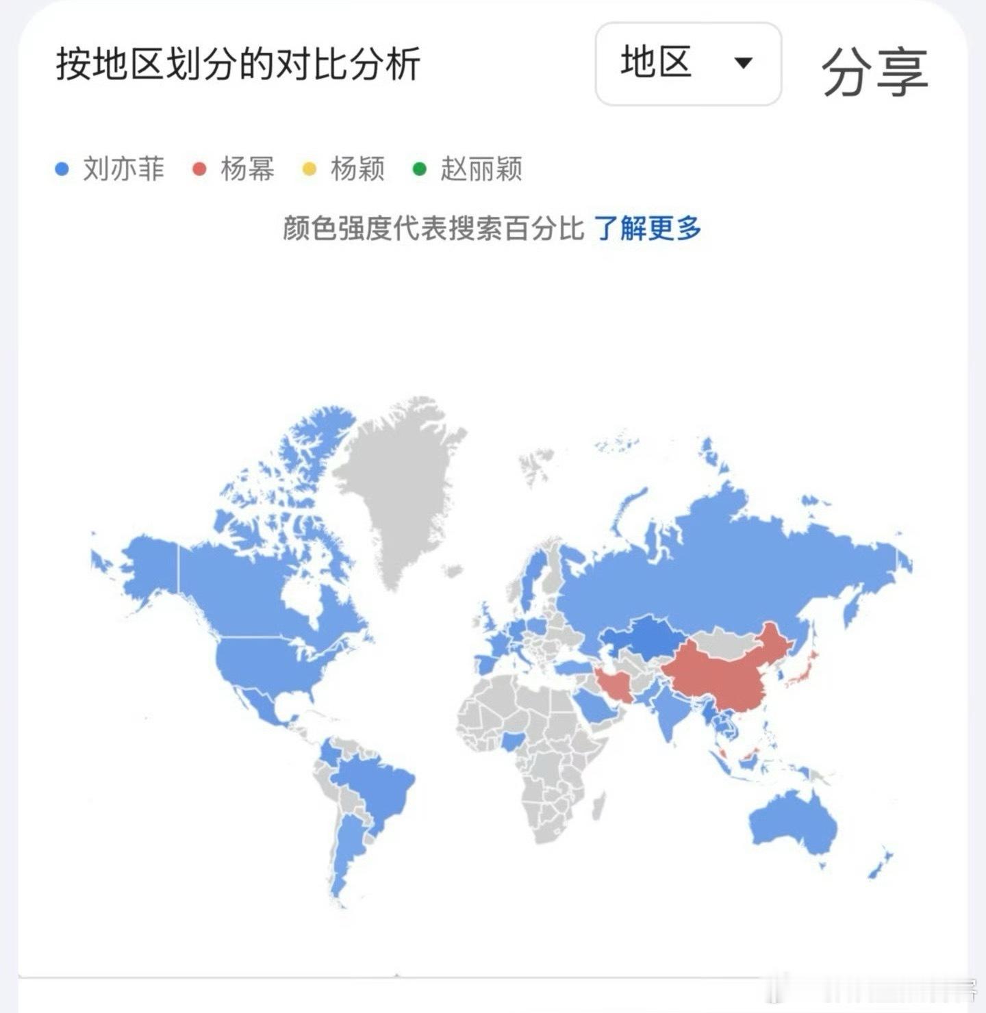 刘亦菲，杨幂，赵丽颖，angelababy全球星光与搜索指数到底哪个图是真的？ 