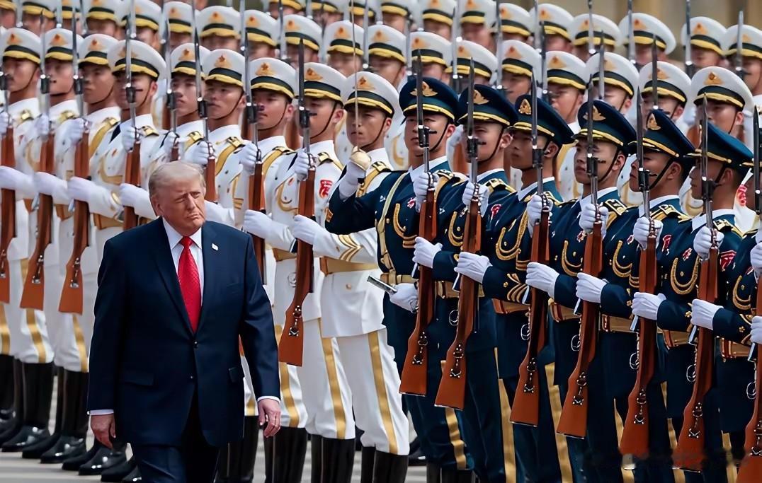 谁能想到，79岁的特朗普从中国回去后，逢人就夸解放军三军仪仗队。在采访里他用了一