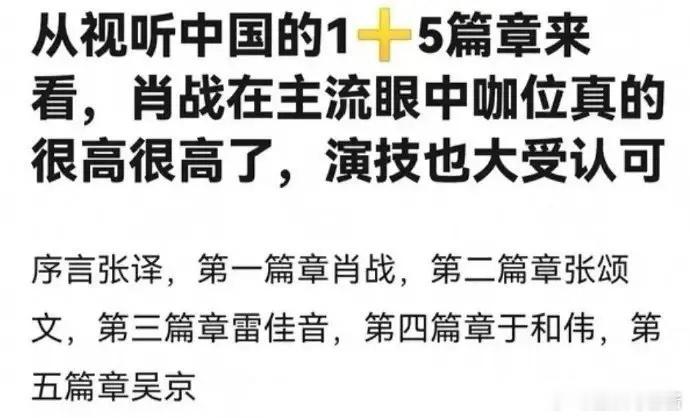 有网友说肖战在主流眼中咖位仅次于张译，大家认同吗？ ​​​ 但是能和张译吴京雷佳