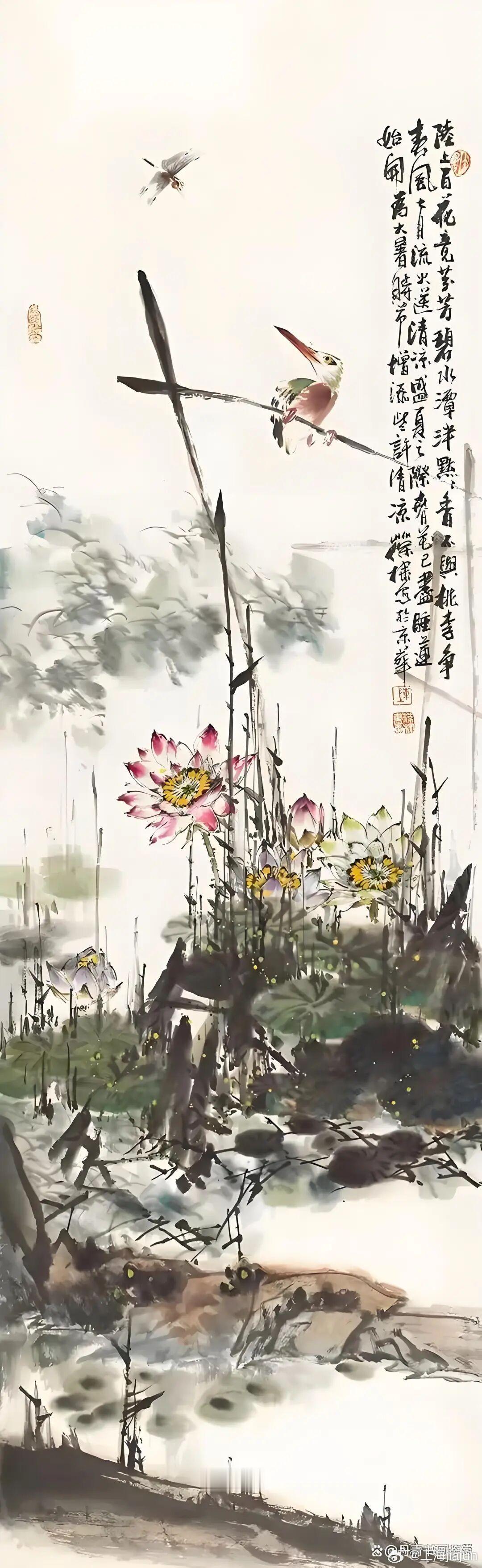 陈葆棣荷花作品欣赏～东篱书画国画雅集艺术分享国画荷花书画