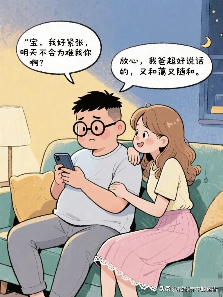趣味漫画：男友第一次去见女友父母，男友： “宝，我好紧张，你爸会不会为难我啊？”