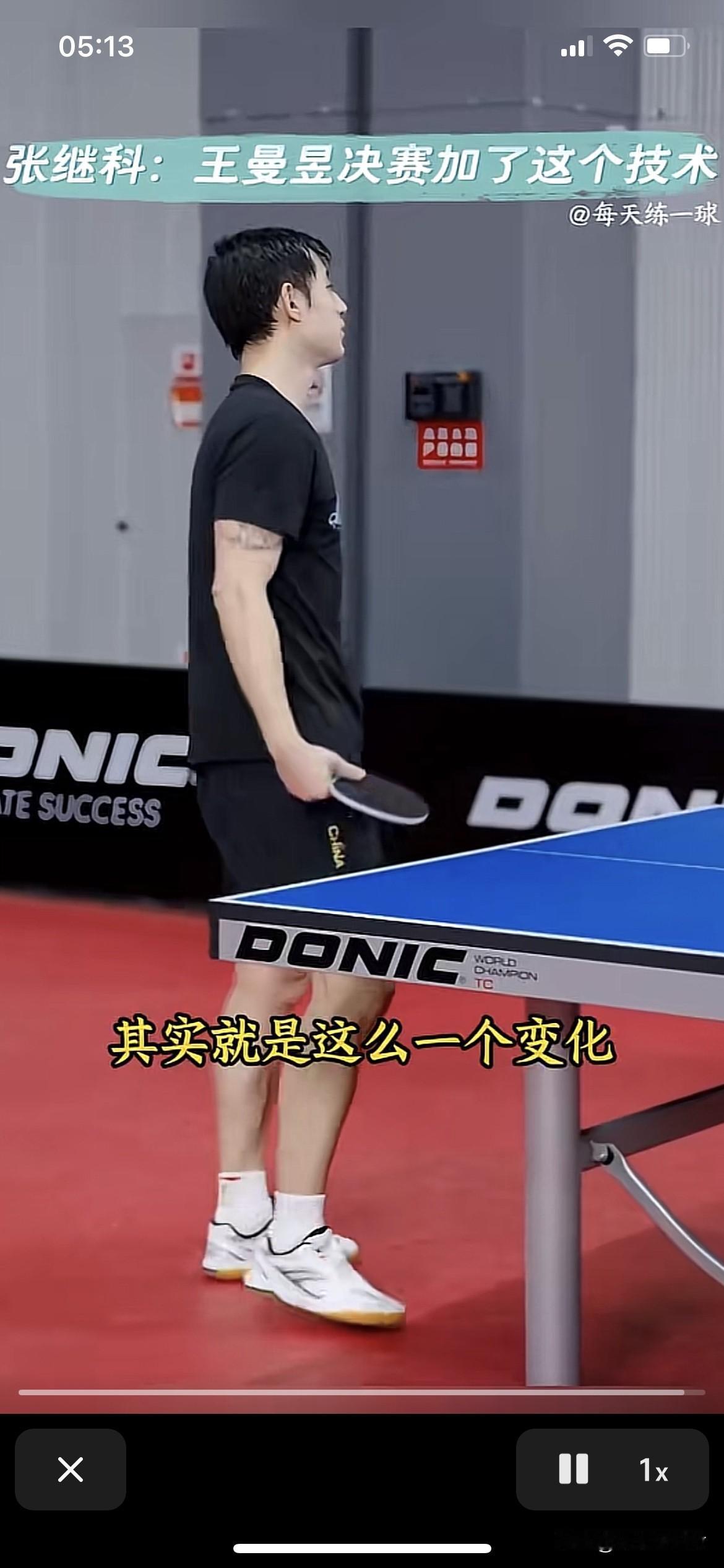 张继科说王曼昱4:2战胜孙颖莎就加了一个动作，反手摆短。
张继科讲得很清楚。业余