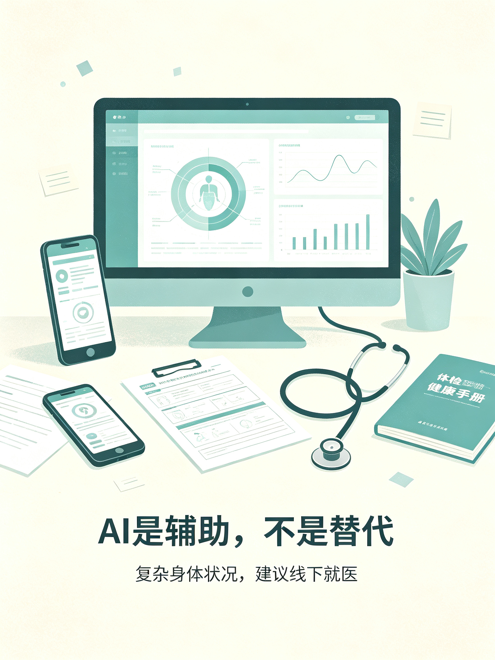平时会拿AI查一些基础健康小知识，做参考挺方便。但看病这件事不能完全交给AI，没