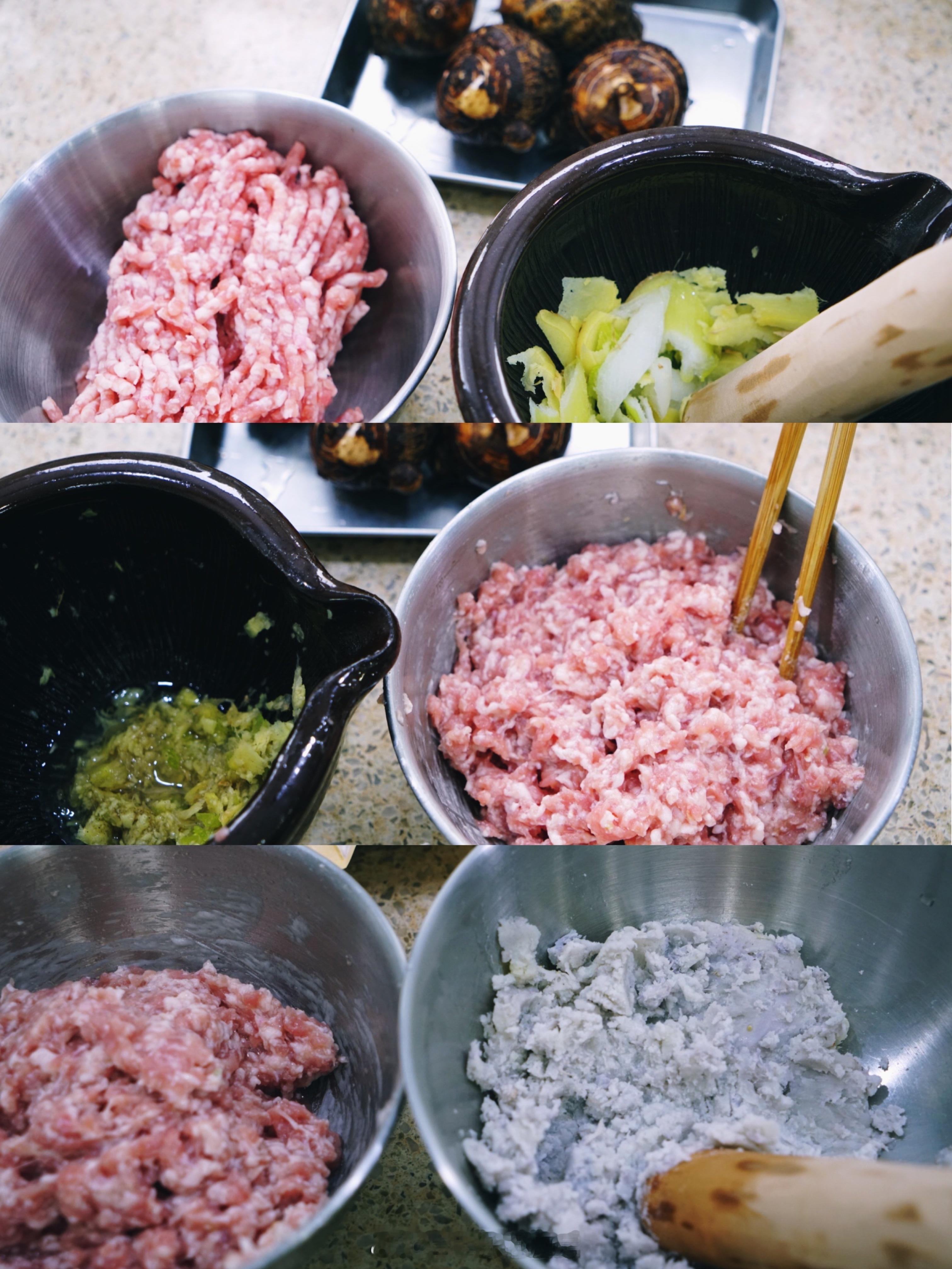 芋头也是好东西哦糯唧唧 滑溜溜芋头鲜肉丸子#乐趣厨房食谱# 1）红芽芋头 蒸熟/
