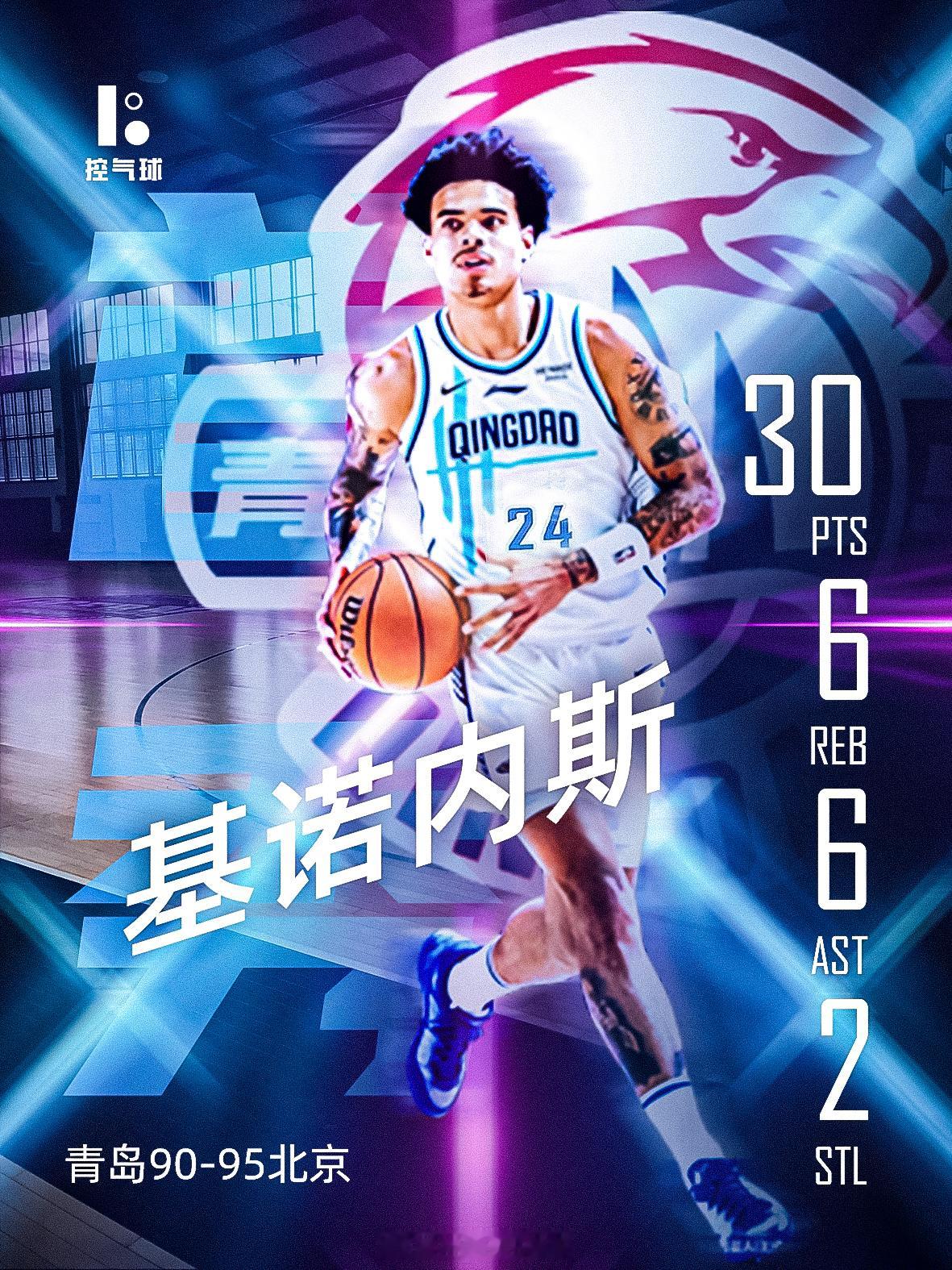 首秀即巅峰！基诺内斯狂砍30+6+6+2，虽败犹荣！ 刚注册就上场，28分钟轰下