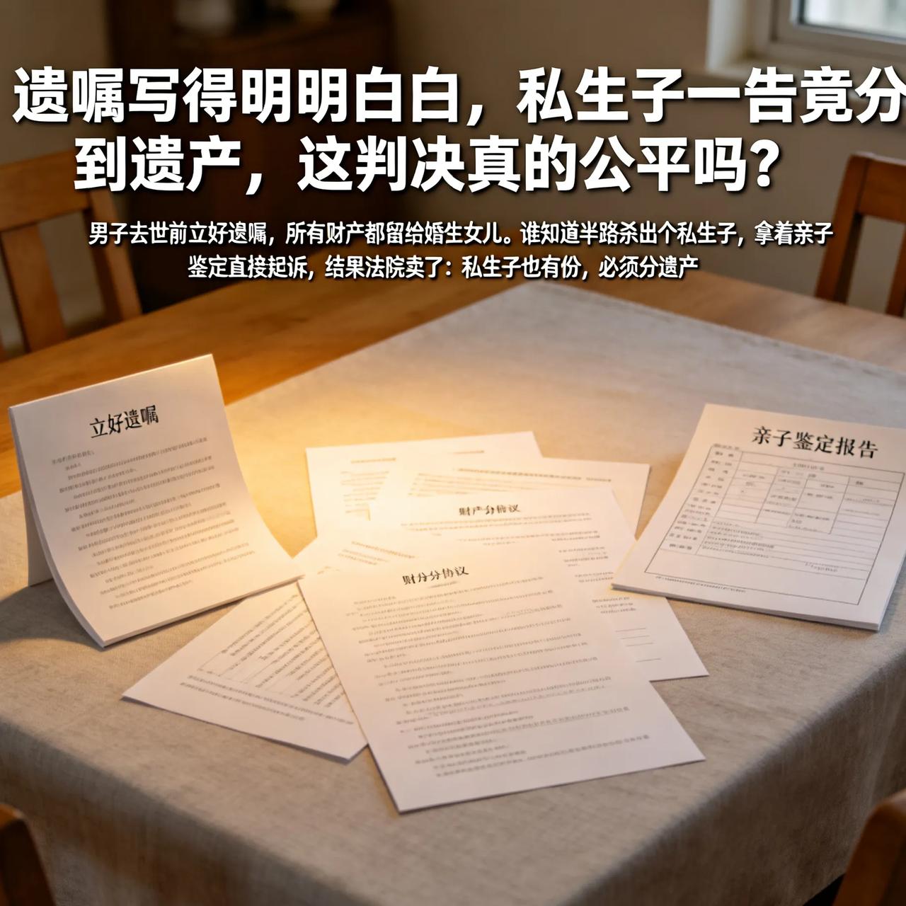 遗嘱写得明明白白，私生子一告竟分到遗产，这判决真的公平吗？
 
男子去世前立好遗