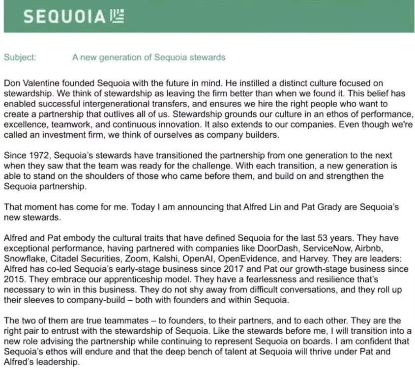 2025年11月，担任红杉资本掌门人仅三年多的Roelof Botha（罗洛夫·