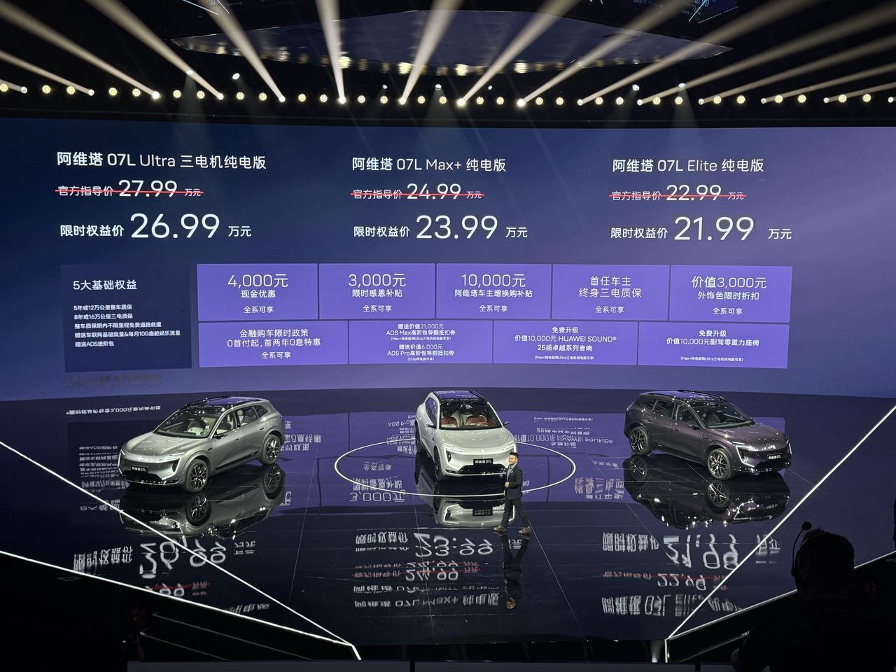 阿维塔07L价格来了，一共3款车型，权益后21.99万，23.99万，26.99