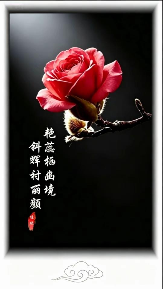 上联：艳蕊栖幽境，
下联：暗香盈小径。