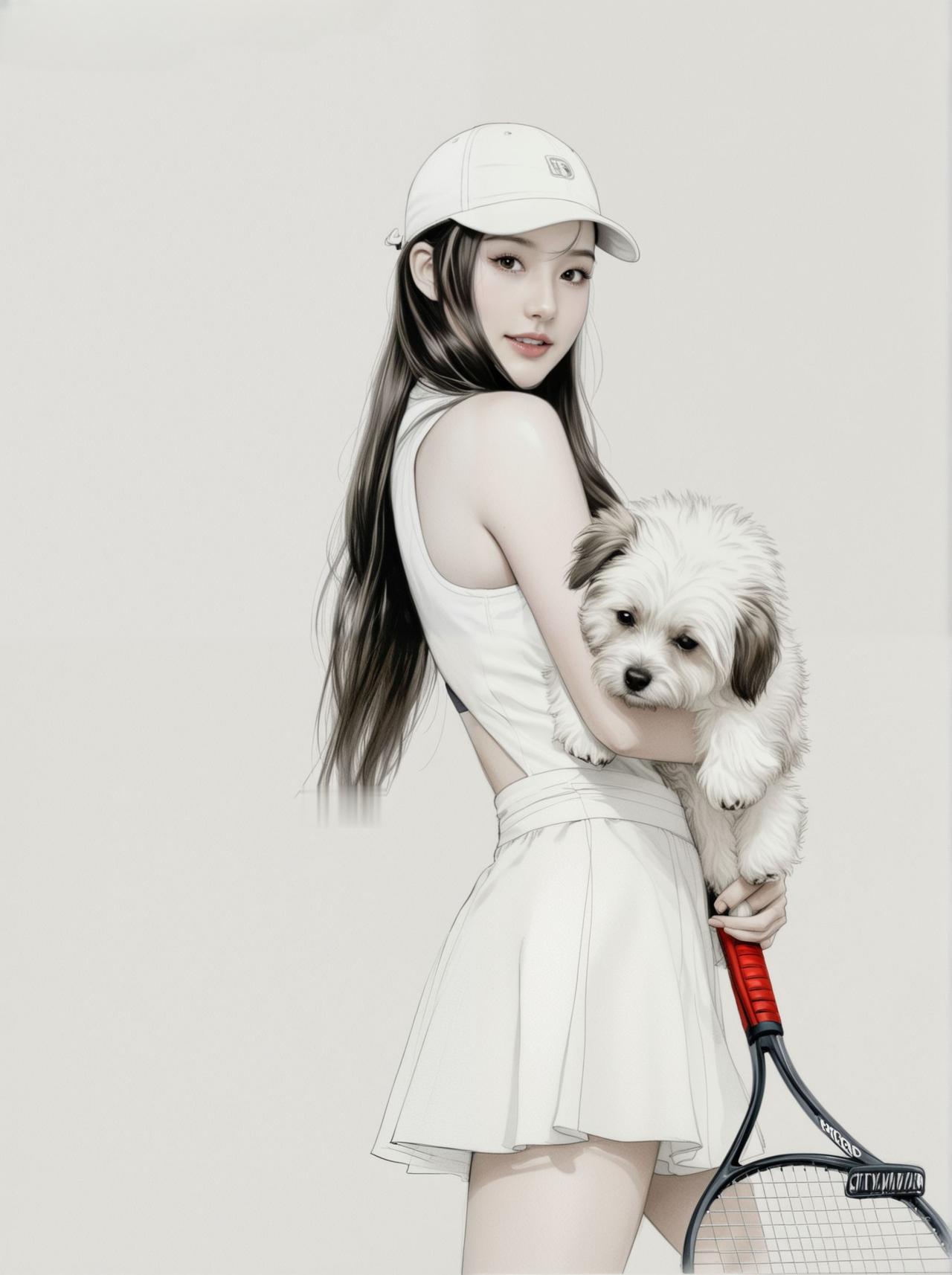 运动少女与萌宠的甜蜜时刻🎾🐶