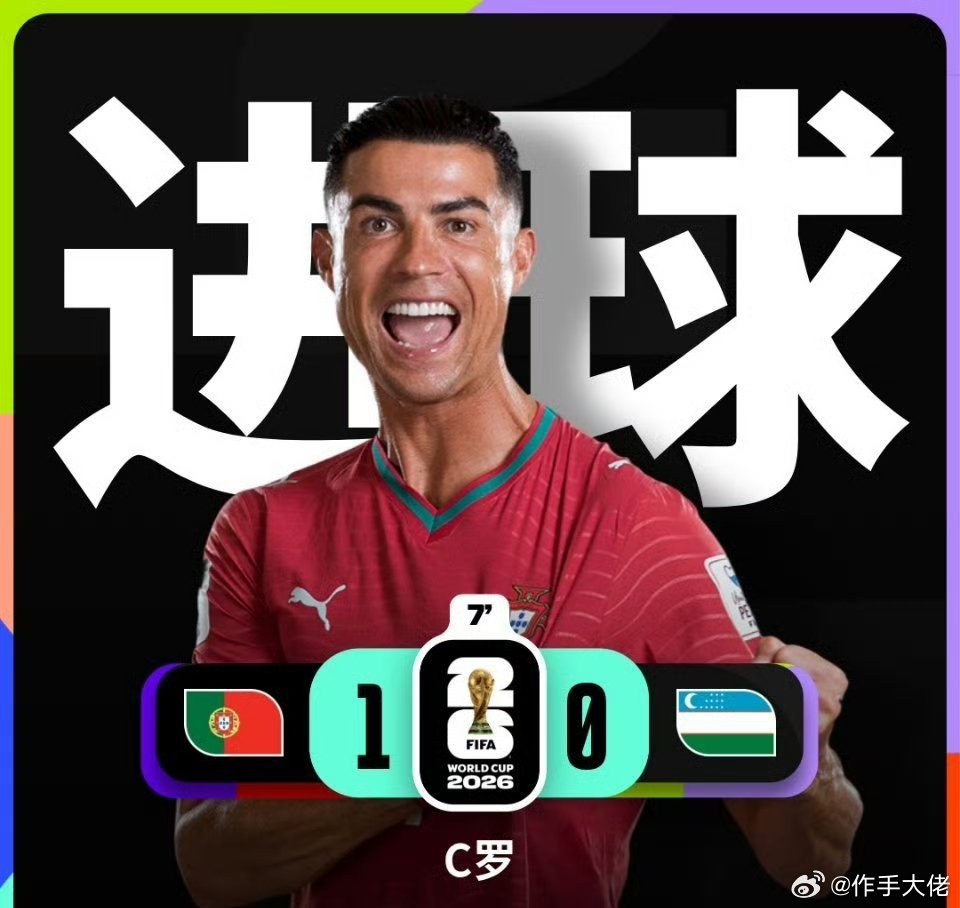 C罗进球北京时间6月24日凌晨，2026美加墨世界杯K组第二轮葡萄牙对阵乌兹别克