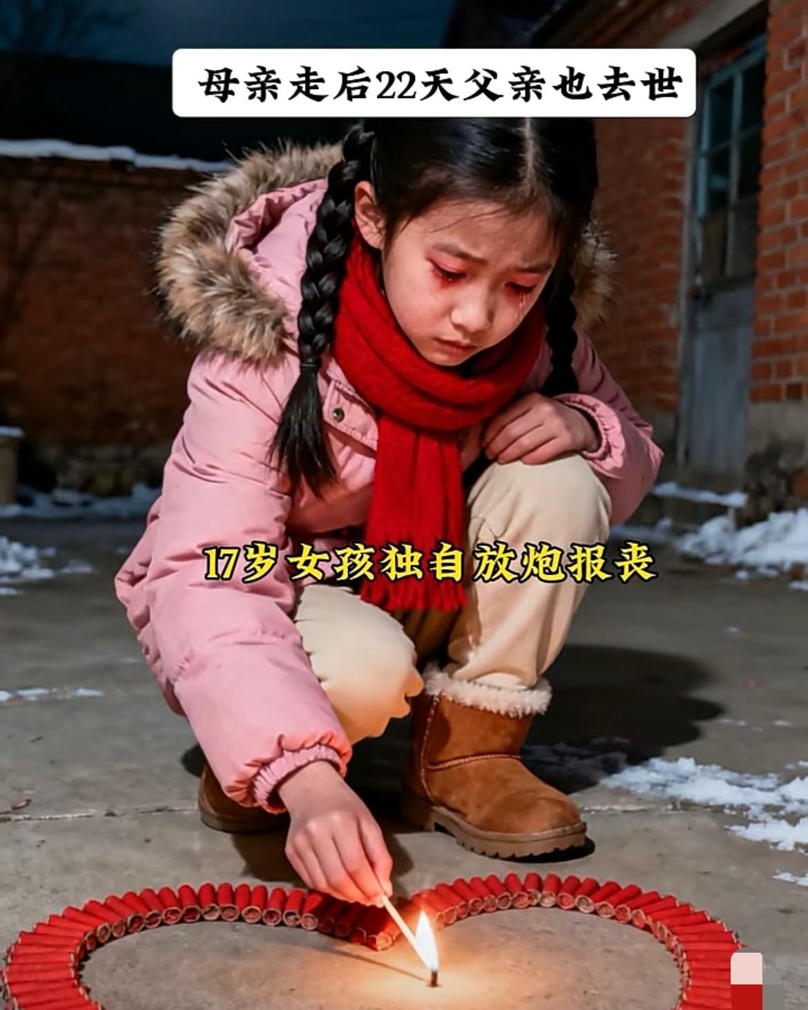 “ 母亲走了，没多少天也去世了，只剩17岁的女孩，听见鞭炮声，全村人 不约而同过