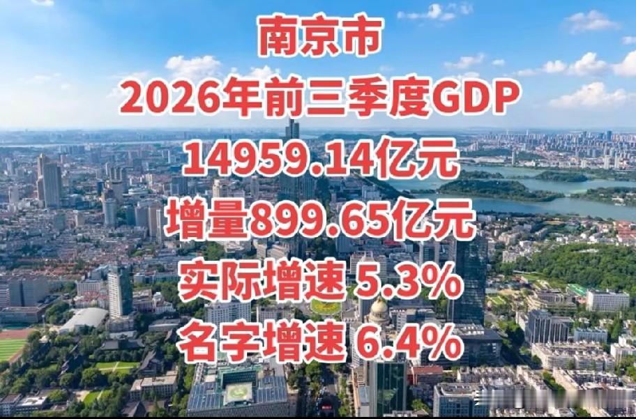 江苏省会城市南京市2026年前三季度经济发展表现情况，南京市2026年前三季度经