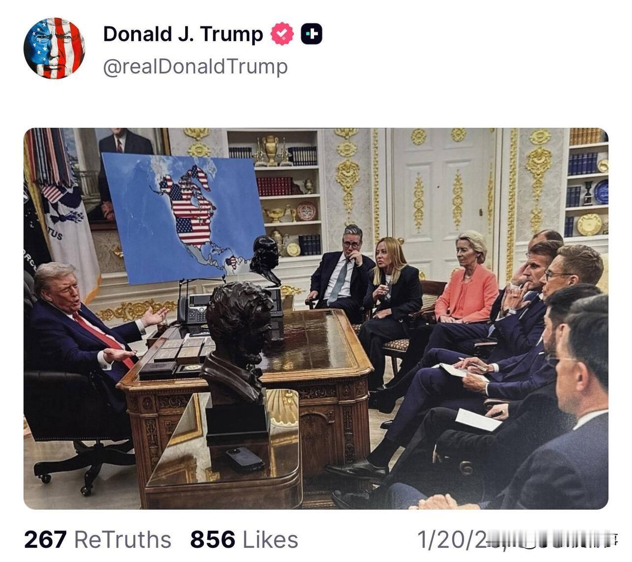 以下两个帖子展现了特朗普的领土野心。。。