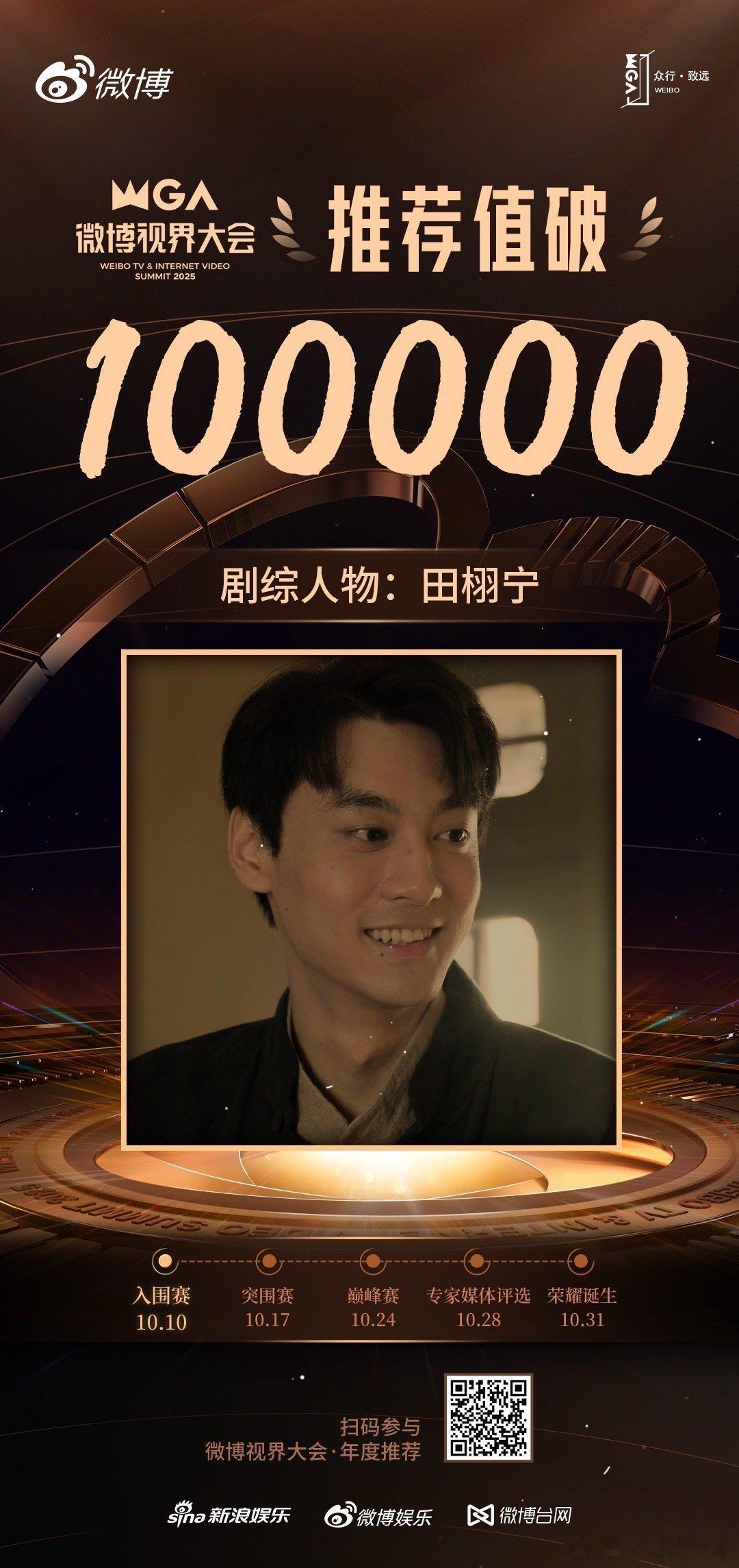 田栩宁剧综人物推荐值破10万👍🏻田栩宁剧综人物推荐值破10万 ​​​