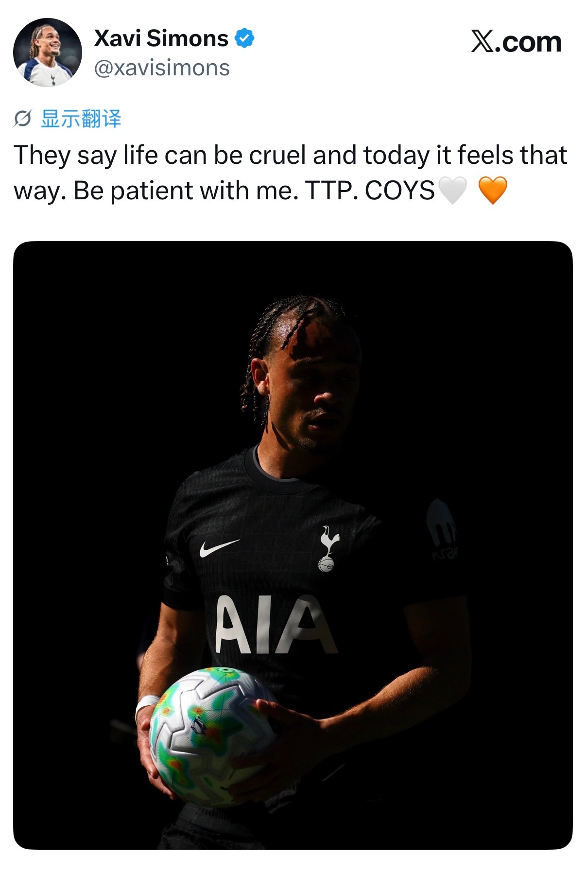 哈维西蒙斯确诊前交叉韧带撕裂，本赛季没了，世界杯也没了，27年才能回来。刚在热刺