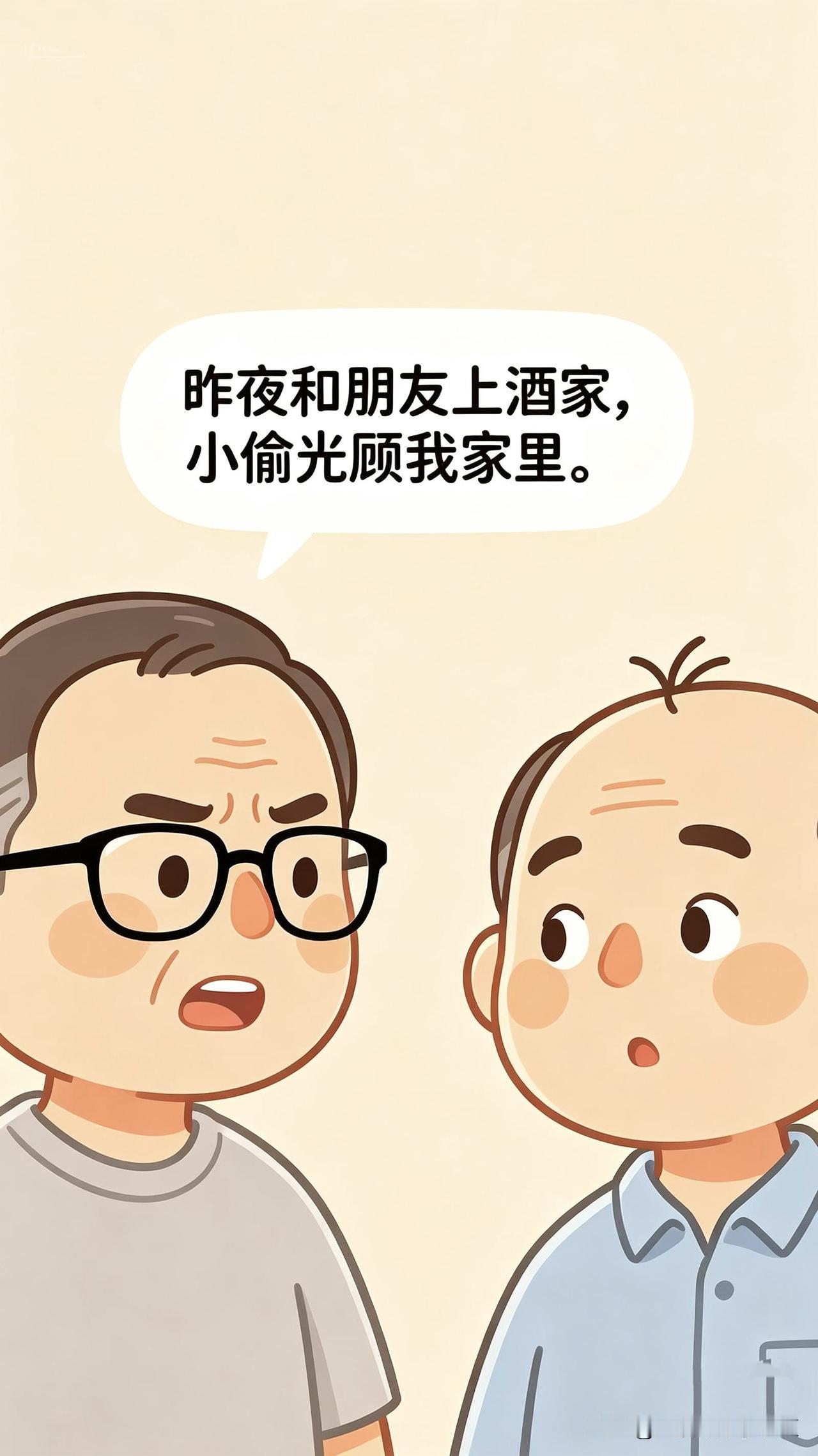 每日幽默：悍妇猛于虎
甲：“昨夜和朋友上酒家，小偷光顾我家里。”
乙：“偷去什么