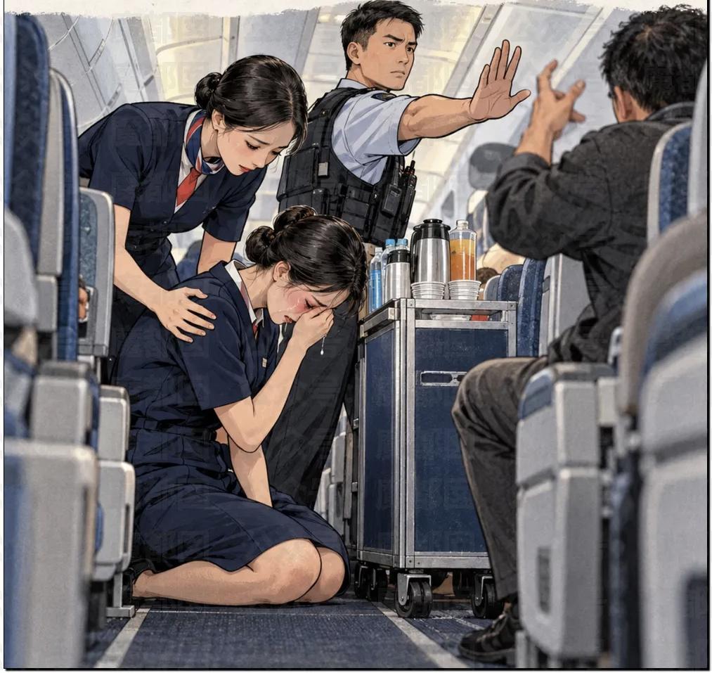 逼空姐下跪道歉的男乘客，做梦也没有想到一夜成名。

他的行为明显是扰乱航空秩序，