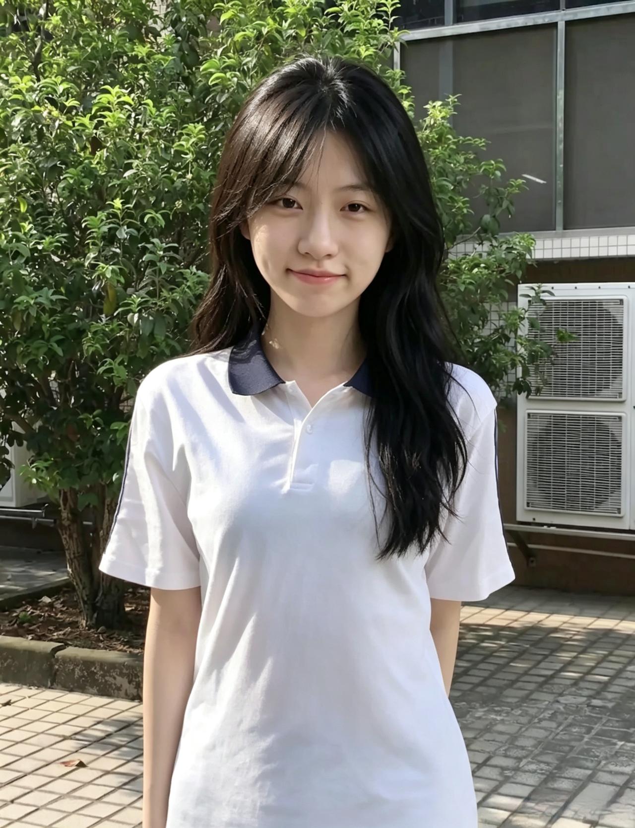 从操场到街角，从晨光到星子
她的身影，落进校园的每一处缝隙
灰T的松弛，白衫的清