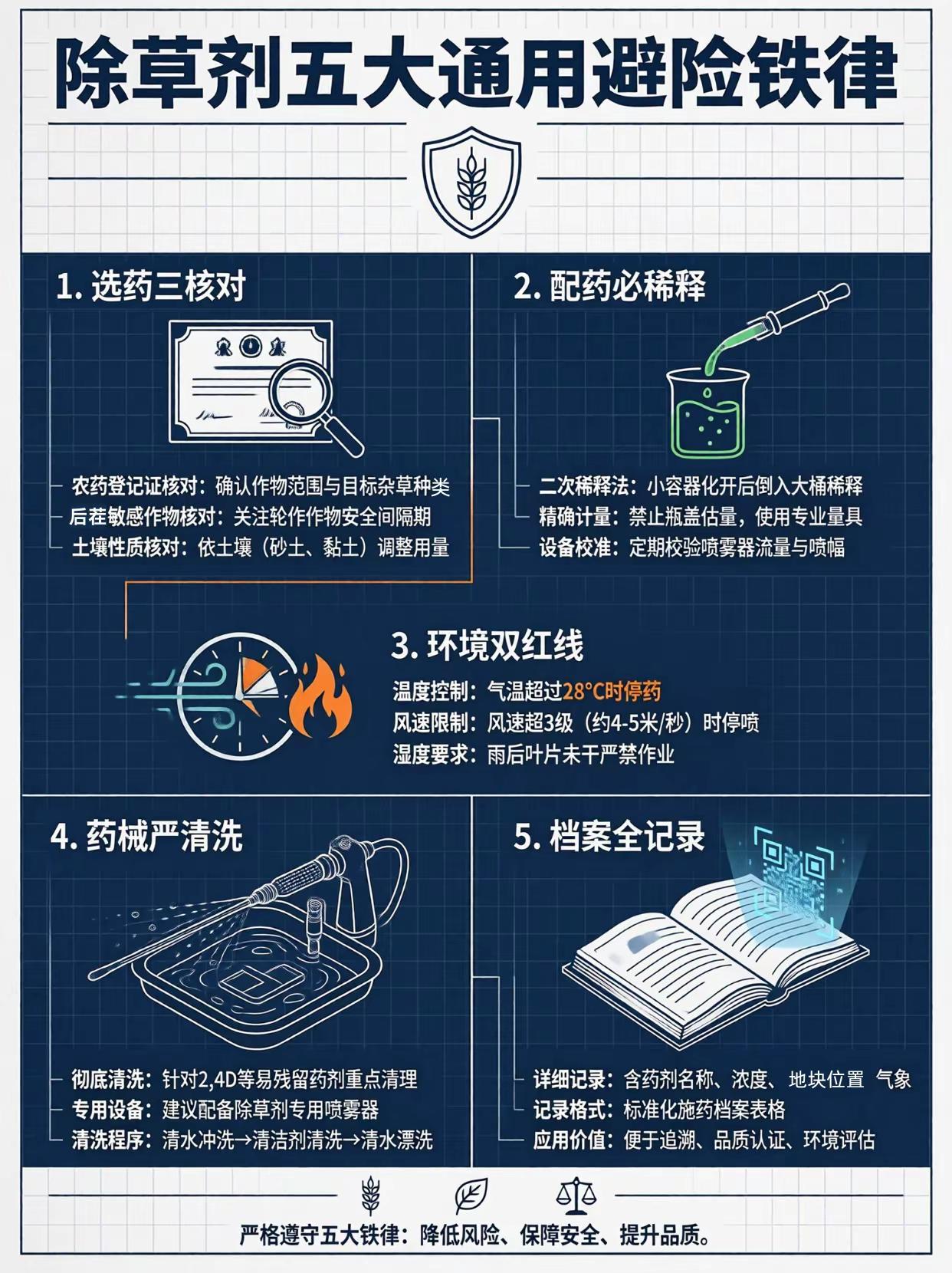 除草剂五大通用避险铁律。除草剂