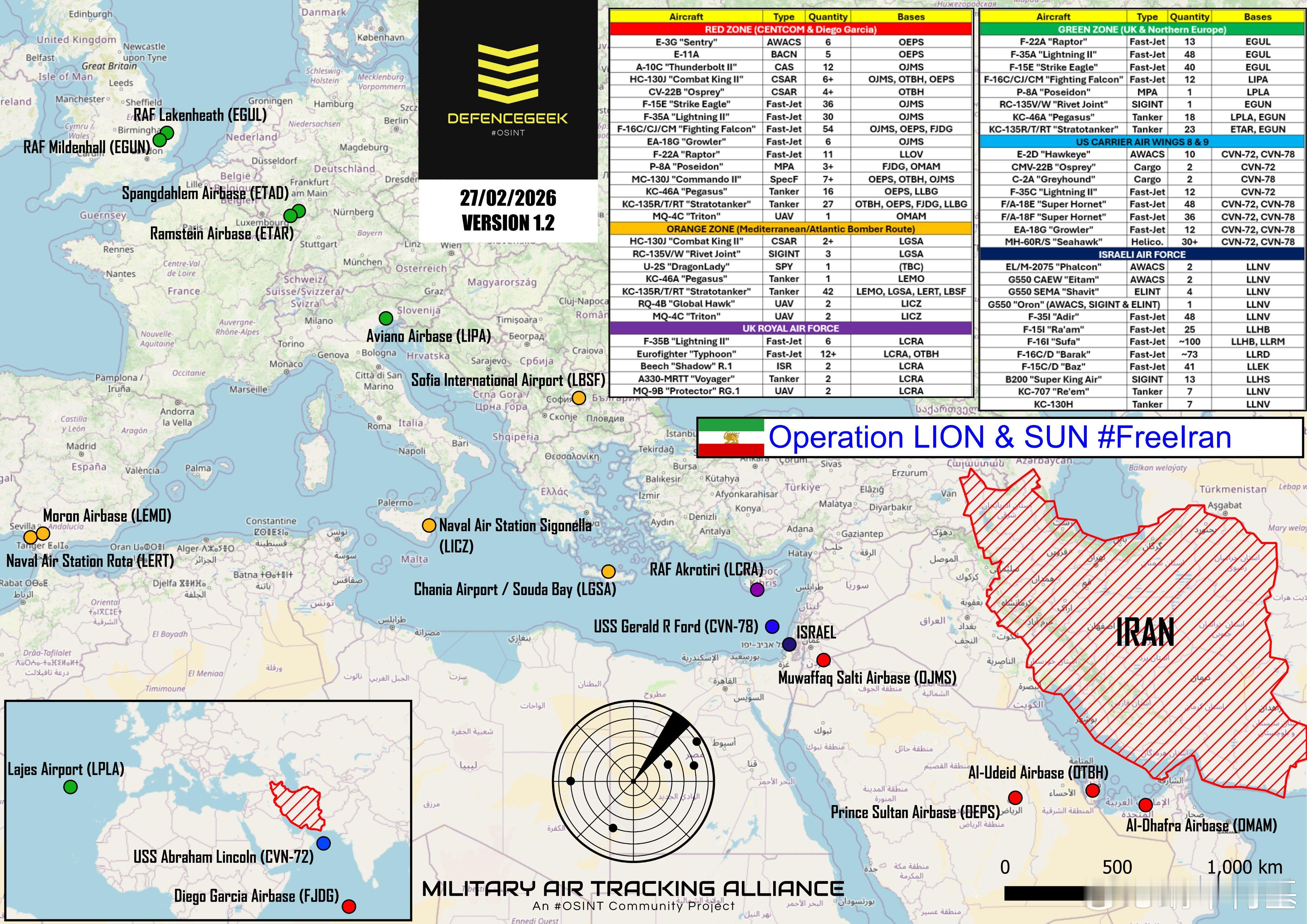 🇺🇸🇮🇱🇮🇷  截止2月27日的美以打击伊朗行动空军部署图CVN-7