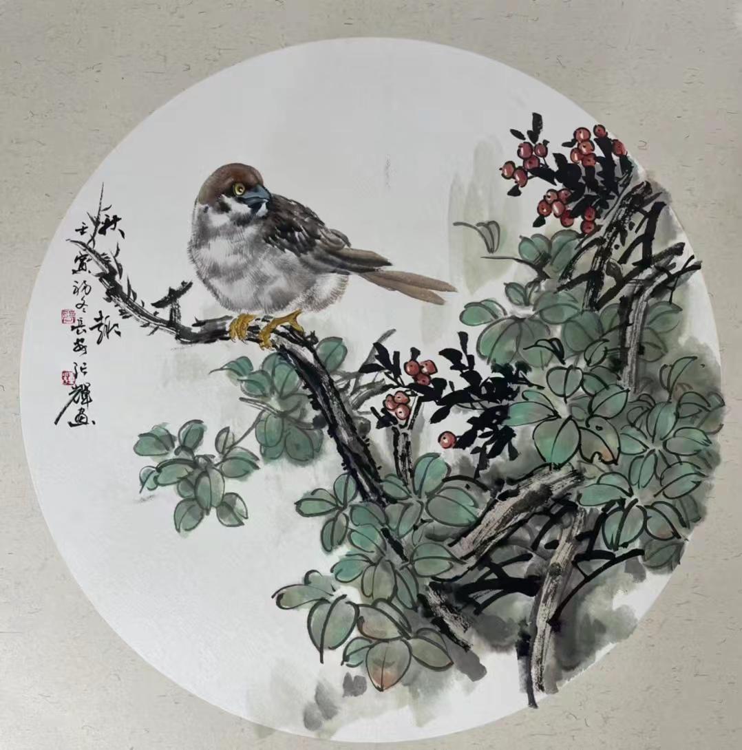 写意斗方。花鸟斗方写意花鸟 国画专业 中国画鸟画 国画花鸟