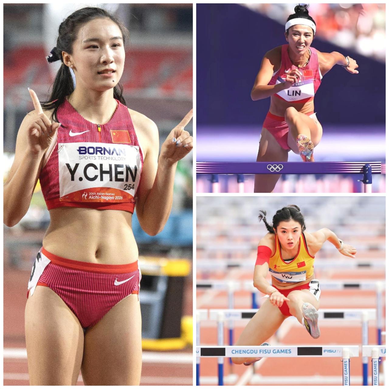 疯狂星期天，中国田径三大美女吴艳妮、陈妤颉、林雨薇同时亮相，将在今天晚上向亚运会