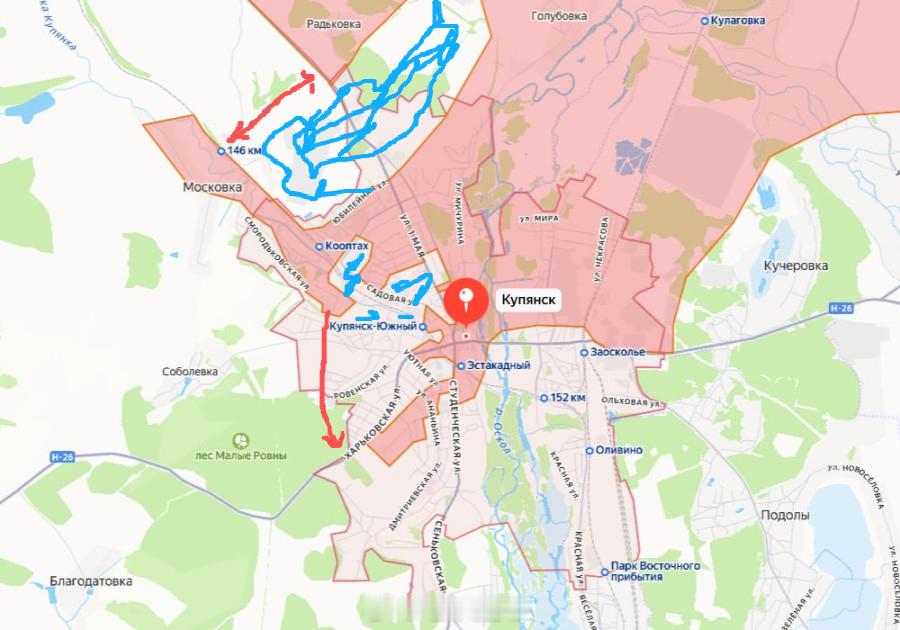 俄乌冲突 库皮扬斯克的新年前日俄军突击部队控制库皮扬斯克西北部的莫斯科夫卡后，至