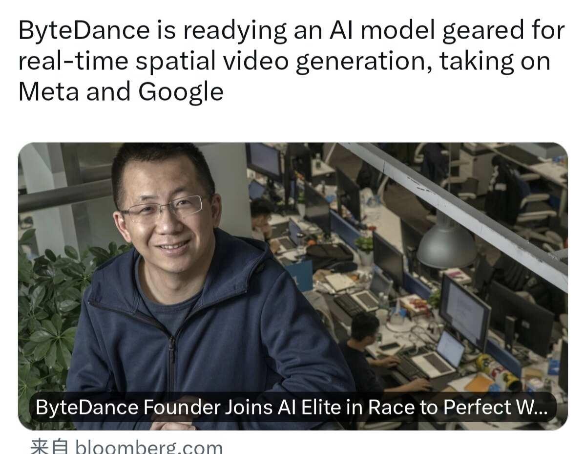 字节正在开发空间视频生成模型
人工智能 学英语
	
最近AI应用持续发酵，李飞飞