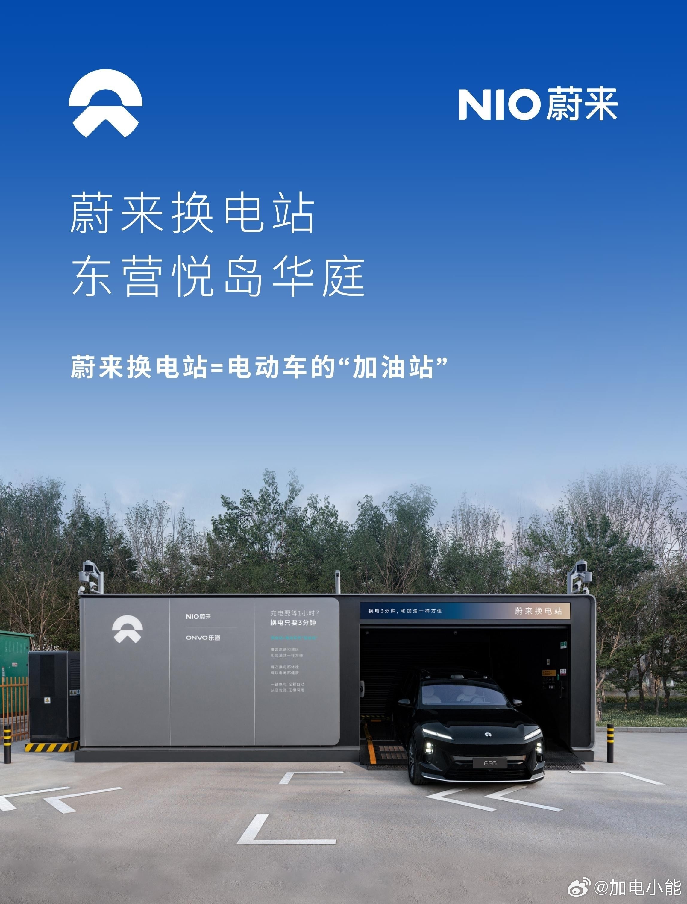 换电站是电动车的加油站蔚来换电站 | 东营悦岛华庭 上线周边3公里覆盖2大核心商