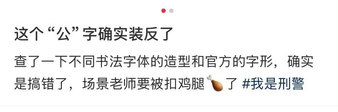 我是刑警剧里公字装反了 穿帮了 
