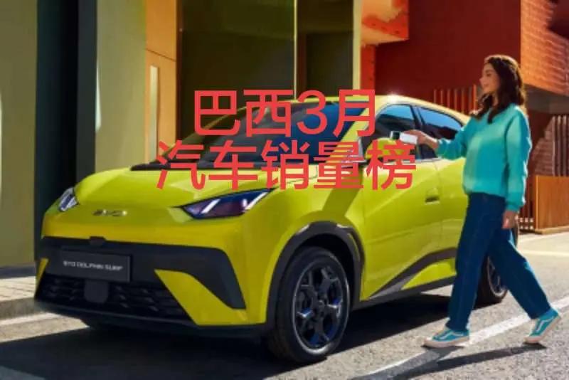 巴西2026年3月汽车销量排行榜。巴西3月，比亚迪大涨103.5%，蝉联第五；奇