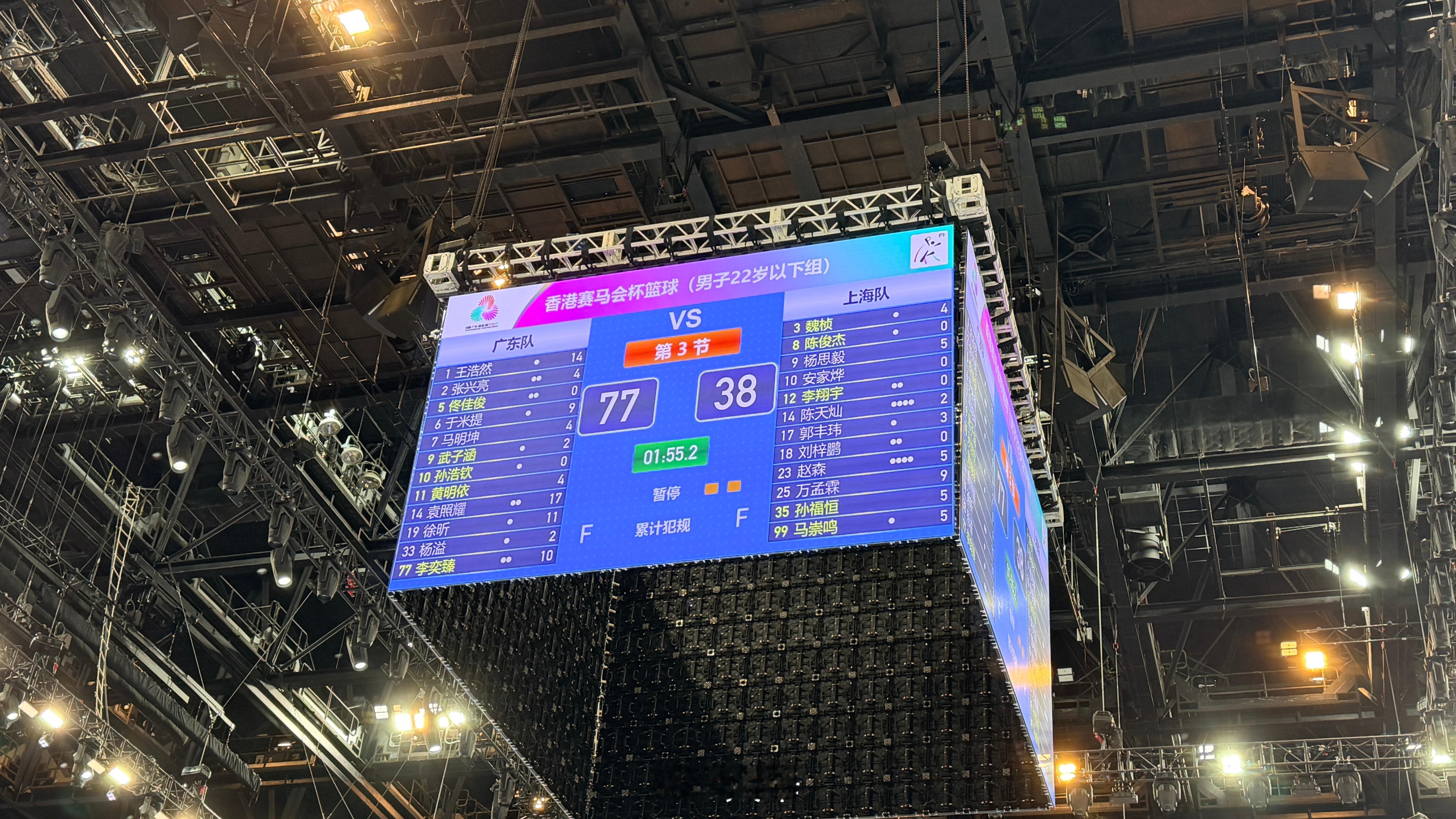 第三节结束 广东77:38上海 