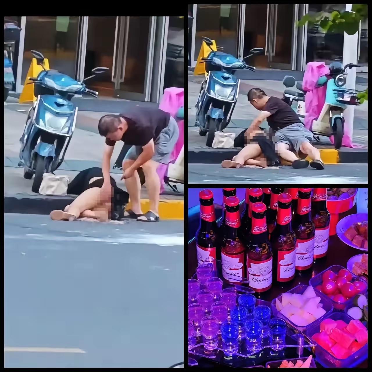 女子喝的烂醉如泥，倒在地上不省人事。男子发现了倒在路边的她，见女子没有反应，随即