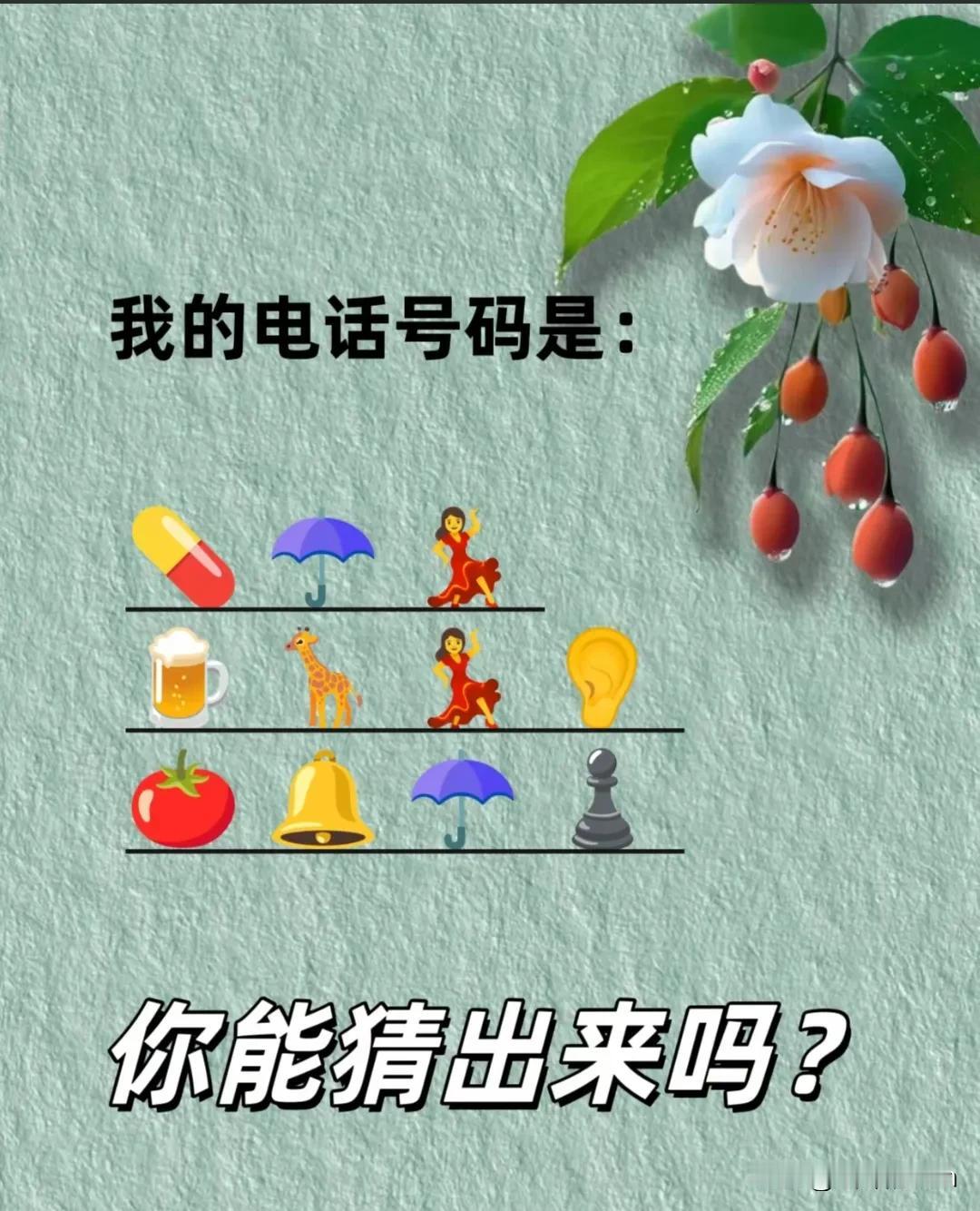 猜号码，图中有人和动物还有物体提示，你能猜出来我的电话号码是多少吗？#猜一猜谁聪