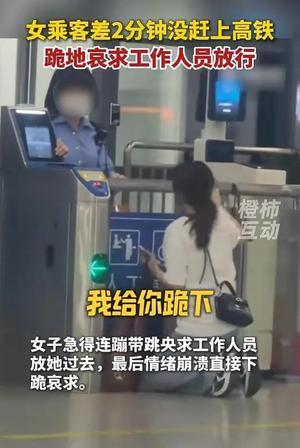 女子赶高铁迟到错过检票当场下跪求放行，南宁车务段也出来回应了，说当时列车已经停检
