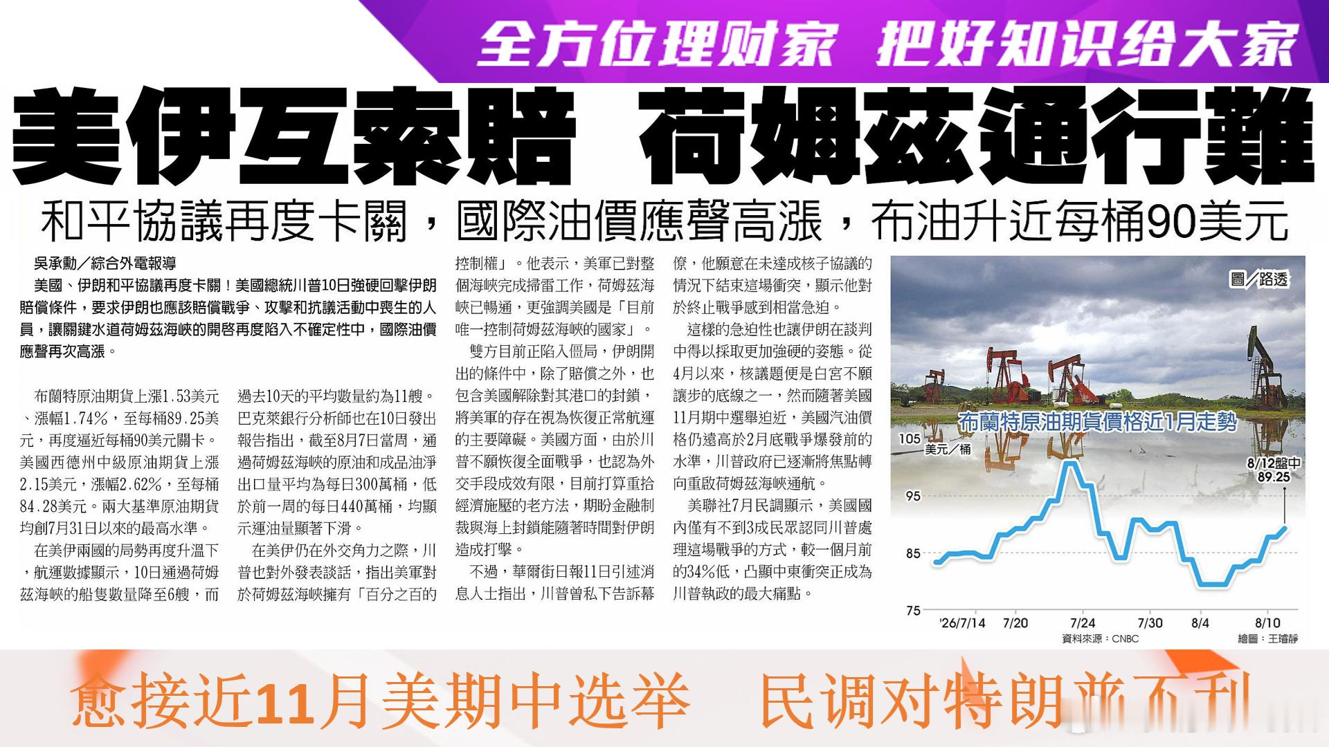 全方位理财家，把好知识给大家～〈每日一分钟，能知天下事〉（引用图文之解析度已尽量
