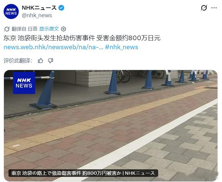 日本东京警视厅池袋警察署6月11日表示，一名女子在东京丰岛区池袋街头遭两名男子抢