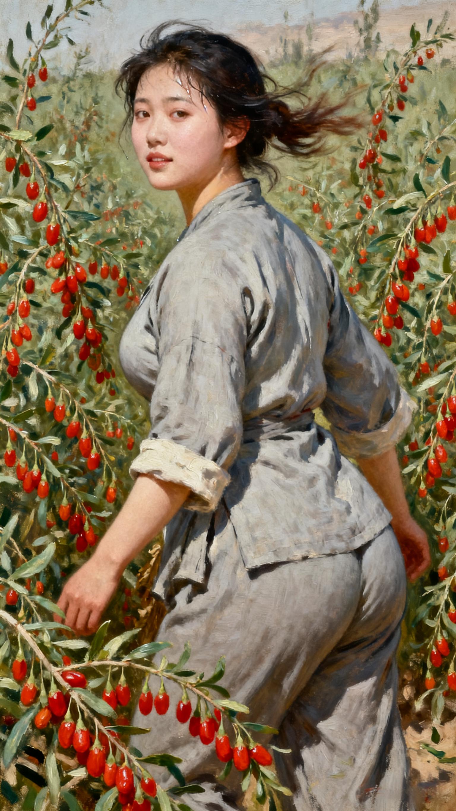 油画艺术 复古穿搭 枸杞原浆