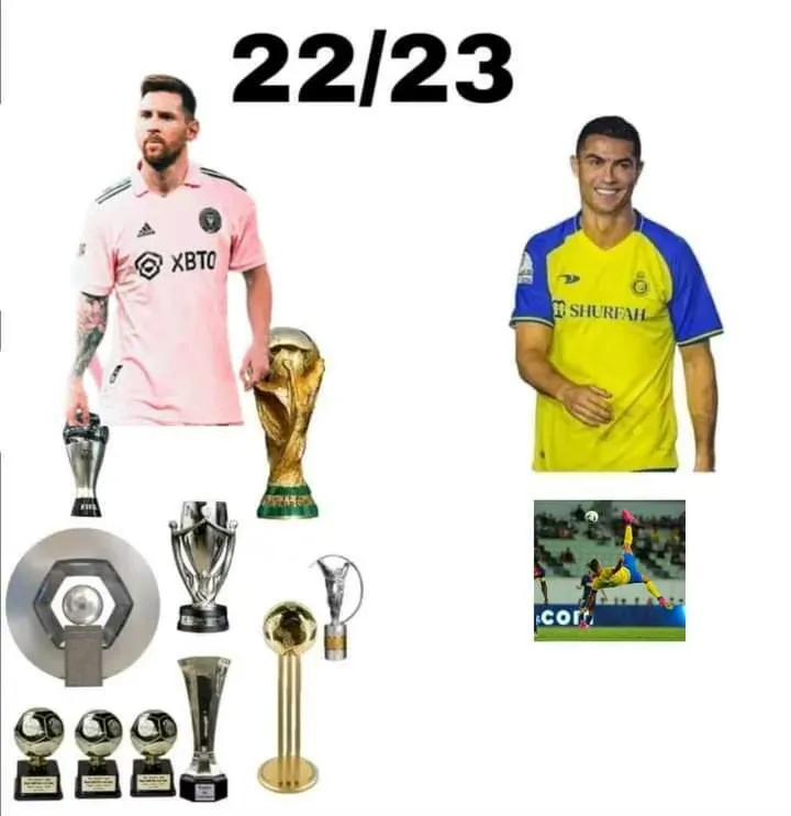 2023年除去友谊赛两大球王数据，C罗还是强一点。

C罗：20球2助。
梅西：