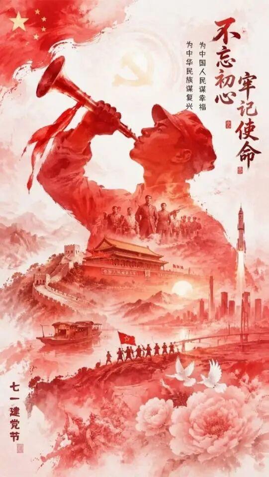沁园春 · 七一颂

眺望南湖，注目红船，汇聚英豪。忆南昌起义，惊魂号角，秋收暴